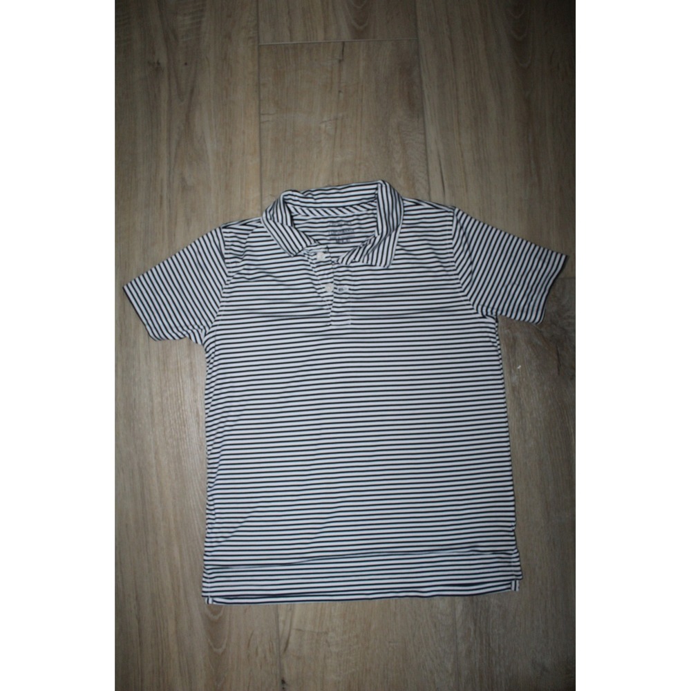 Crewcuts Boys Performance Polo Shirt Navy White Striped Short Sleeve M 8-9